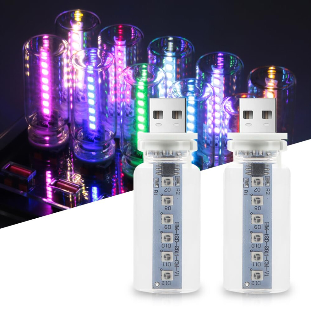2Pcs Car Usb Ambient With Touch Control, 7 Colors Led Car Interior Night Mood Lamps Light 9070919880995