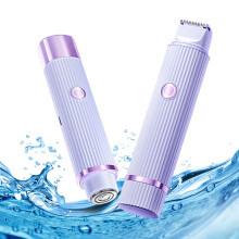 2 in 1 Bikini Trimmer for Women, IPX7 Waterproof Rechargeable Electric Shaver with Dual Blade Heads