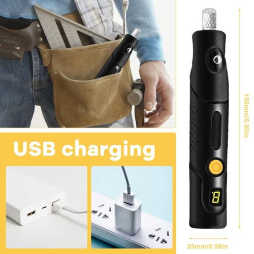 Cordless Rotary Tool, 5 Speed USB Rechargeable Rotary Tool Kit with Accessories, Mini Charging Power Tool 2