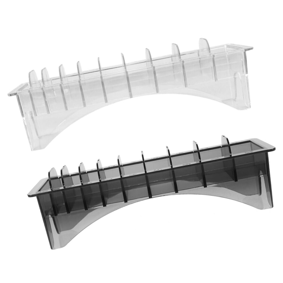 2pcs Clear Plastic Clipper Guard Holder with Compartments, Durable Guide Comb Organizer for Barbers