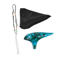 12 Hole Ceramic Ocarina Flute for Beginners with Guide Book Bag and Neck Strap