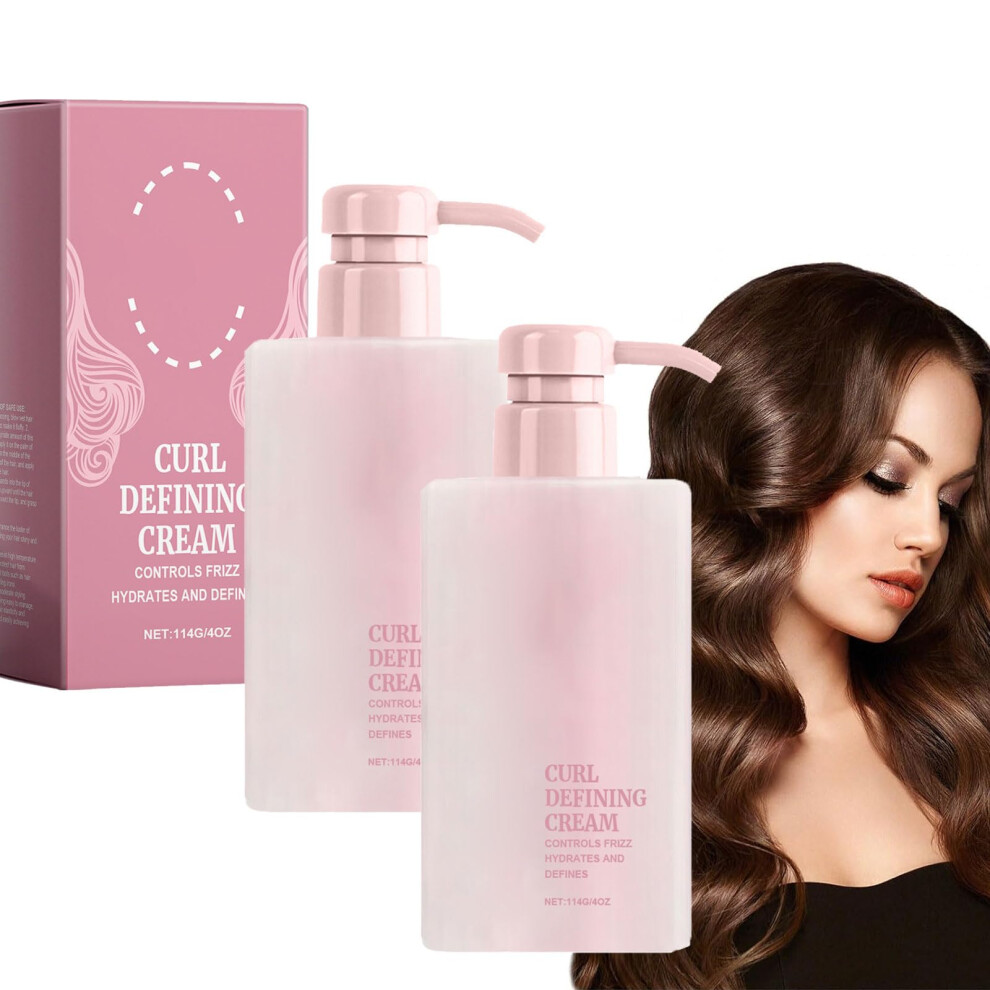 Cream 2Pcs Curl For Curly Hair Anti Frizz With Hydration And Heat Protection, 2 Fl Oz Each