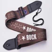 Adjustable Electric Guitar Strap Widened Thickened Polyester Printed Khaki Comfortable Fit for Bass and Ukulele