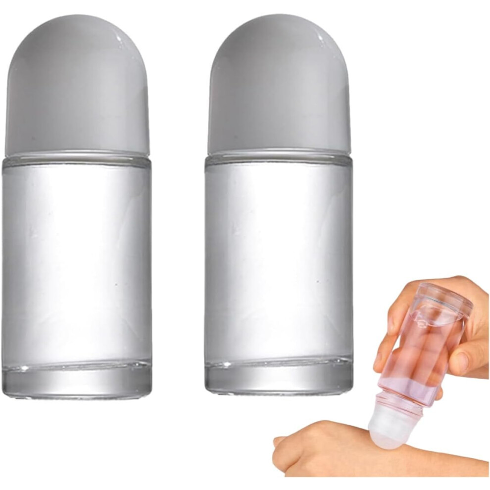 White 50ml Glass Roller Bottle with Plastic Ball, LeakProof Refillable Perfume and Essential Oil Container
