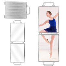 Full Length Folding Mirror with Handle for Travel, Dance, Home Gym and Studio Use
