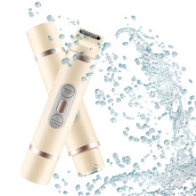 2 in 1 Electric Lady Shaver IPX7 Waterproof Rechargeable Dual Head Women's Bikini Trimmer Apricot
