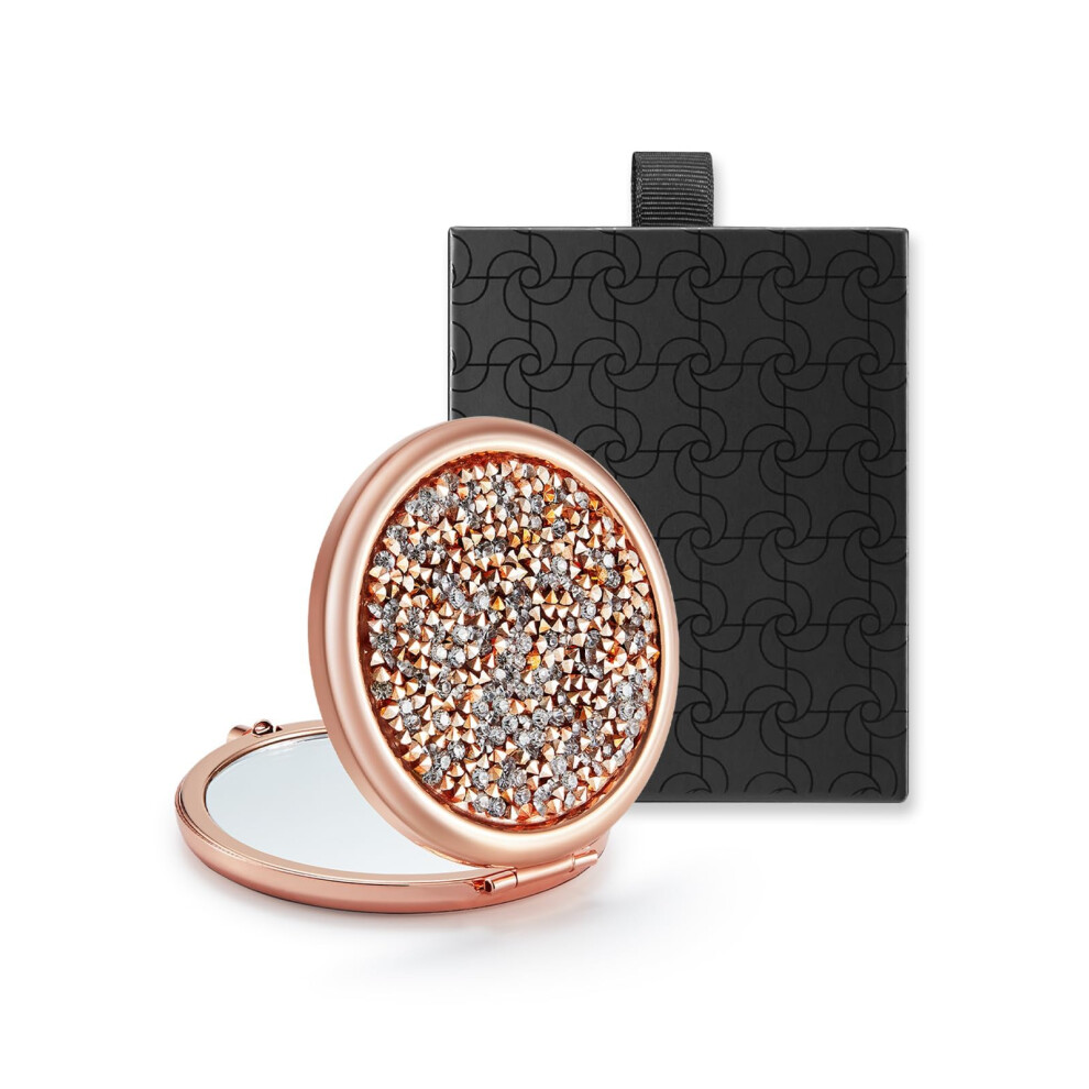 Compact Mirror with 1X 10X Magnification, Rose Gold Bling Travel Makeup Mirror Gift for Women