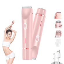 Women's Electric Shaver and Bikini Trimmer, 2 in 1 Waterproof Wet Dry Rechargeable Razor for Legs and Underarms (Pink)