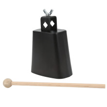 4 Inch Metal Cowbell for Drum Set, Durable Construction, Clear Sound, Includes Maple Drumstick, Black