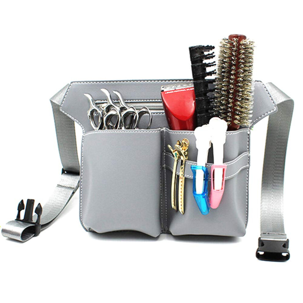 Hairdressing Scissors Holster Pu Leather With Multiple Compartments Adjustable Waist Shoulder Barber Tool Belt Gray 9113335667778