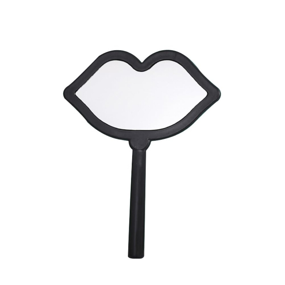 Black Handheld Makeup Mirror With Ergonomic Comfort Grip, Compact Travel Size, Sleek Design
