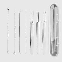 Professional Stainless Steel Blackhead Remover Kit, 7Piece Acne Extraction Tools with Case