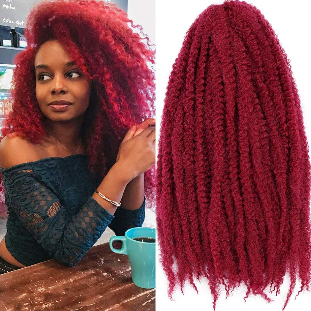 Unisex Afro Kinky Marley Hair Extensions 18' Synthetic Twist Crochet Braids Heat Resistant Natural Look Mixed Color #Bug 3Packs