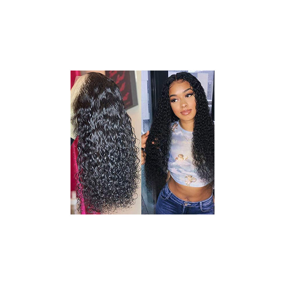 Unisex Human Hair Lace Front Wig Brazilian Virgin 360 Curly Glueless Wig With Baby Hair Natural Hairline
