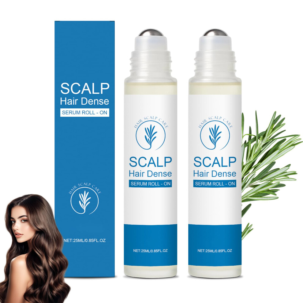 Hair Growth Serum Roll On with Rosemary, Strengthens Roots, Prevents Breakage, 1.7 Fl Oz, 2 Pack
