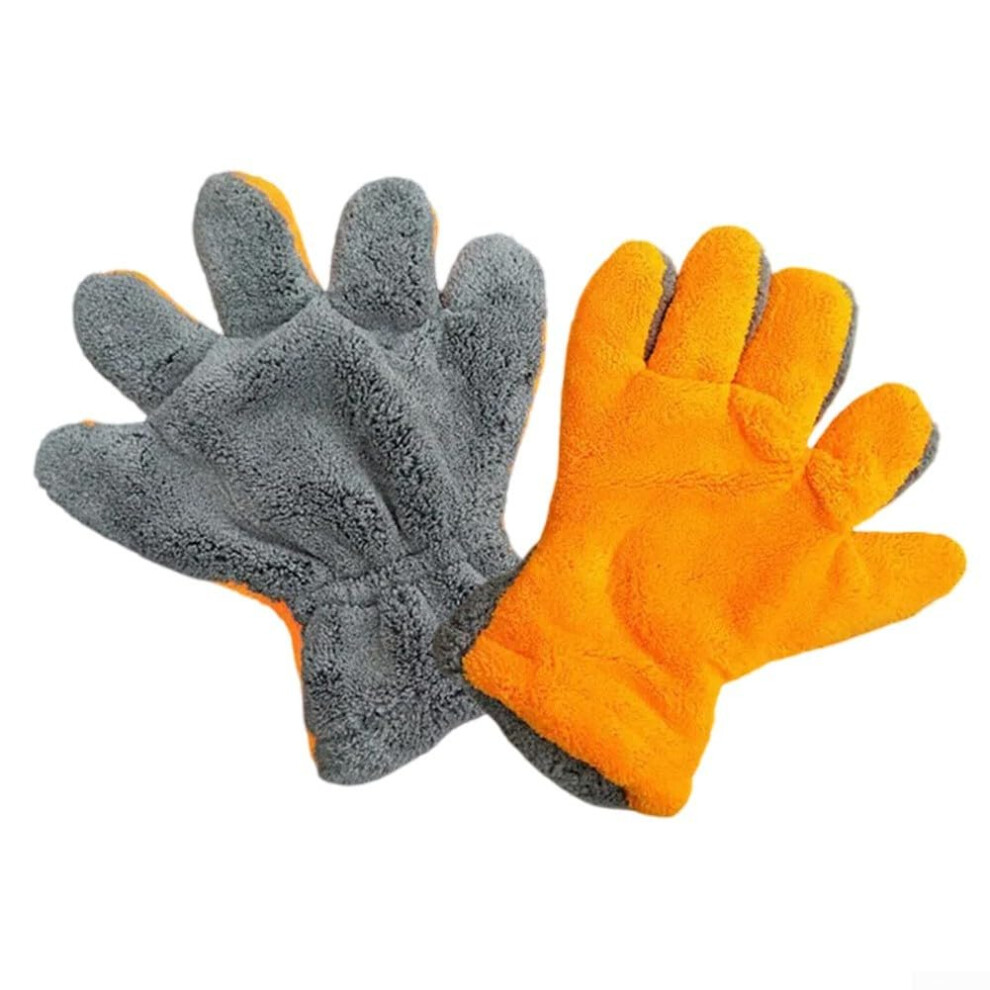 Car Wash Mitt Dualsided Microfiber Glove With Fleece, Scratch, And 1 Pair Coral/Gray/Orange 9070919883316