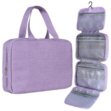 Waterproof Hanging Travel Toiletry Bag with Foldable Design and Large Capacity, Purple