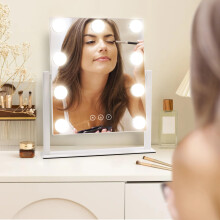 Vanity Mirror with Lights, 3 Color Modes, Touch Control, Detachable 10X Magnification, White