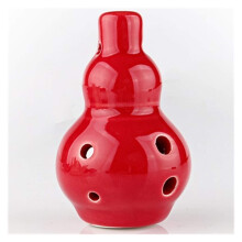 6 Hole Alto C Ocarina for Beginners, Ceramic Pendant Instrument with Warm Tone, Red
