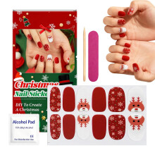 Christmas Nail Decals 12pcs Glitter Snowflake Elk Design Holiday Nail Art Stickers with File and Stick
