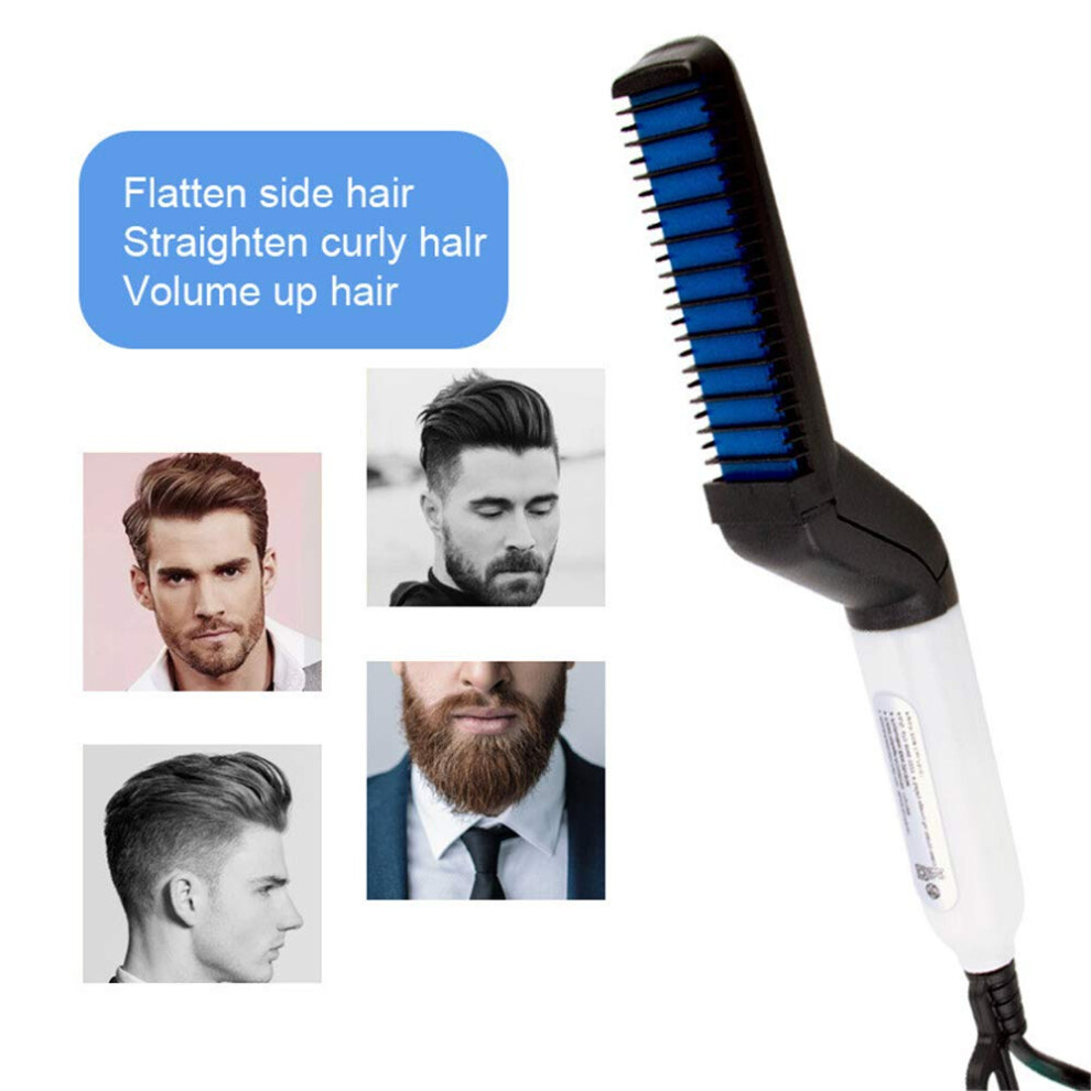 Hair Straightener Brush for Men, 3 in 1 Electric Beard Straightener Comb with Fast HeatUp