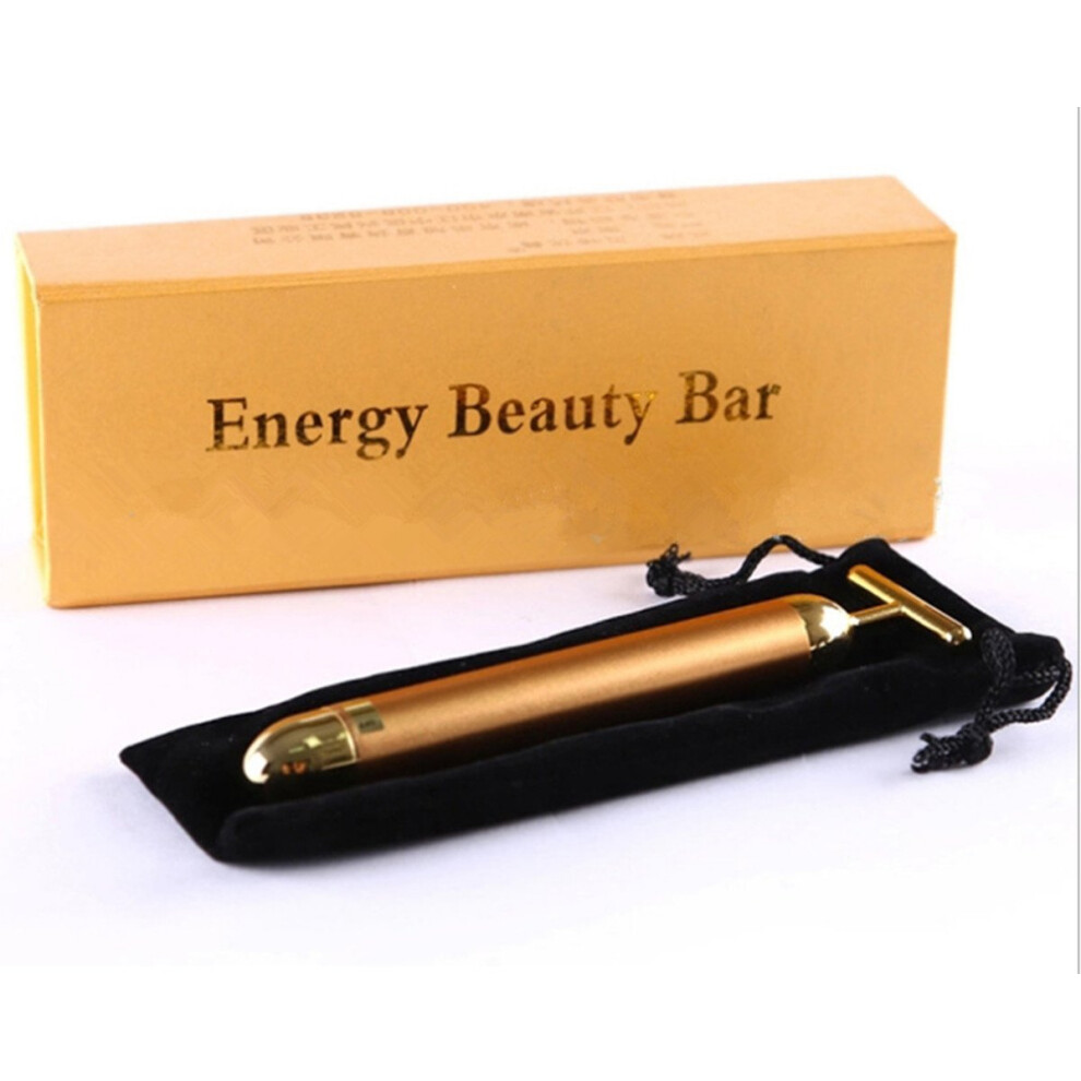 Gold 24K Facial Roller Face Massager With Tshaped Head, 6000 Rpm Waterproof Skin Care Tool