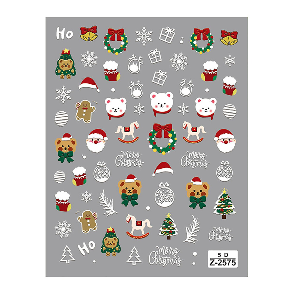 Christmas Nail Art Stickers 5D Embossed Snowflake Glitter Winter Holiday Nail Decorations
