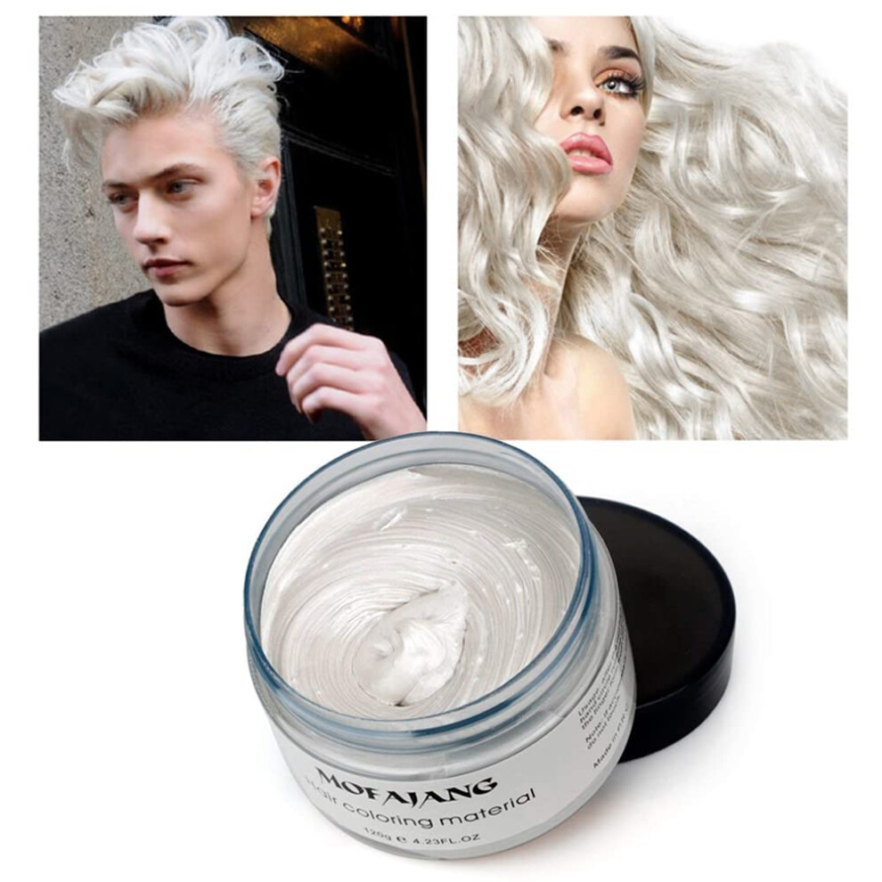 White Temporary Hair Color Wax Hair Dye For Instant Color Change And Styling No Bleach Needed