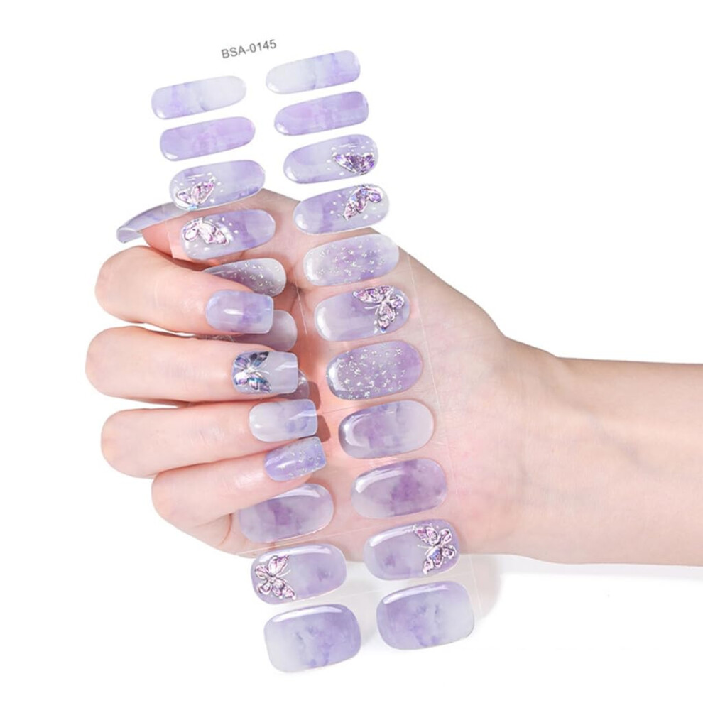 Waterproof Gel Nail Strips Butterfly Nail Polish Stickers Easy Apply LongLasting 45 Styles