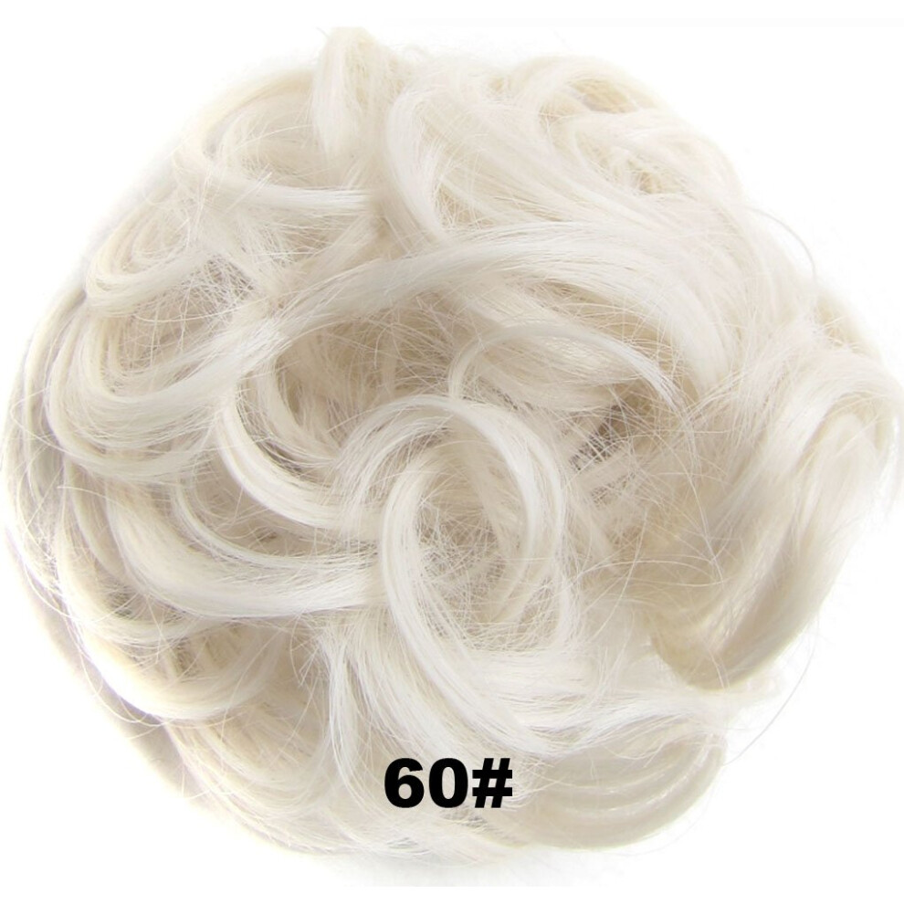 Unisex Synthetic Hair Bun Extension Curly Messy Hairpiece Lightweight Washable Ash Blonde Updo For Women