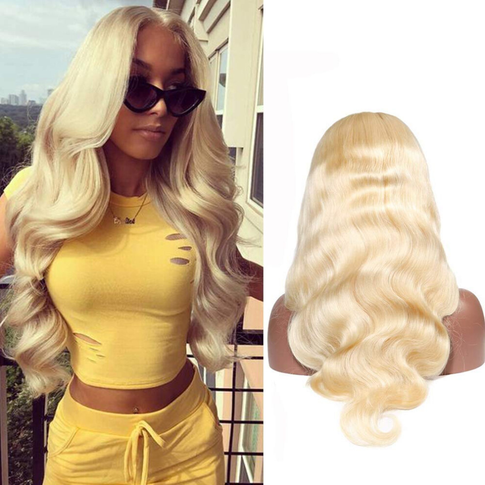 Unisex 613 Blonde 13X6 Lace Front Body Wave Wig 18 Inch Preplucked Virgin Human Hair Glueless