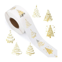500PCS Christmas Stickers with Festive Gold Tree Design for Gift Wrapping and Kids Scrapbooking