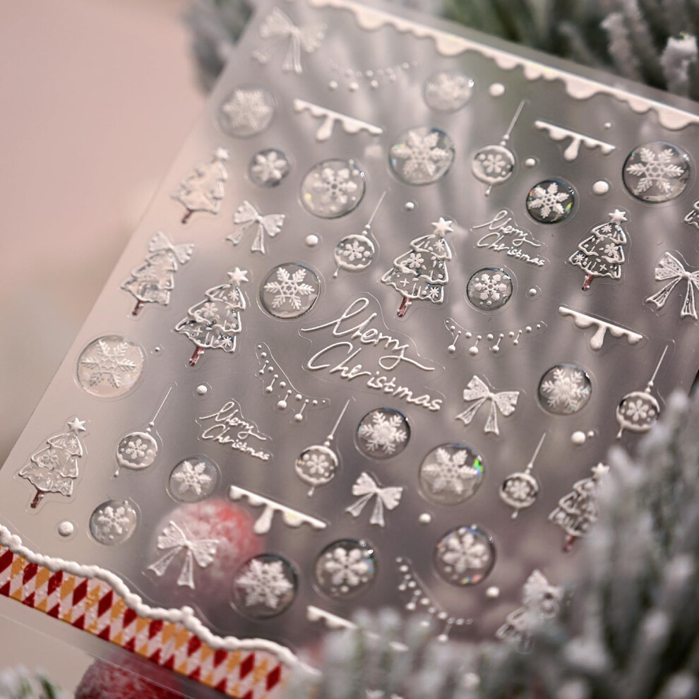 Christmas Snowflake Nail Art Stickers 5D Embossed SelfAdhesive Decals for Winter and Valentine's