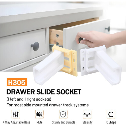 Drawer Slide Socket Set for 1 Inch Rail, RV Cabinet Replacement Hardware Brackets, 2 Sets 1