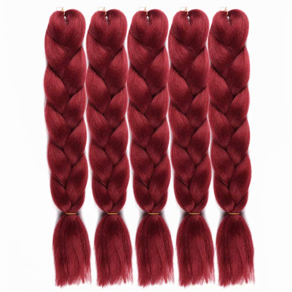 5PCS 24 Inch Jumbo Braiding Hair Extensions Heat Resistant Synthetic Fiber for Box and Crochet Braids