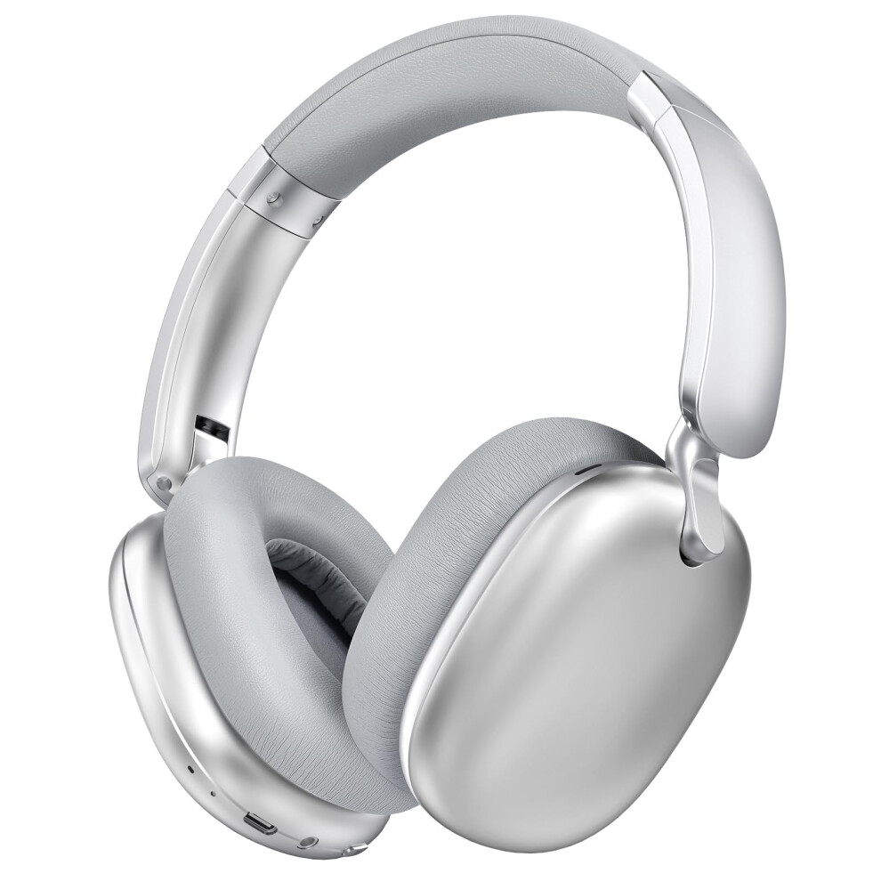 C6 Noise Cancelling Headphones Wireless Over Ear Bluetooth 5.4 With Mic 60H Playtime Foldable Silver 9070919887529