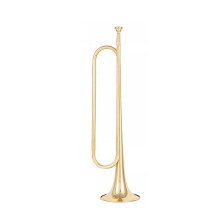 Marching Bugle Brass Horn 53cm Gold with Gloves and Bag for Youth Parade and Band Practice