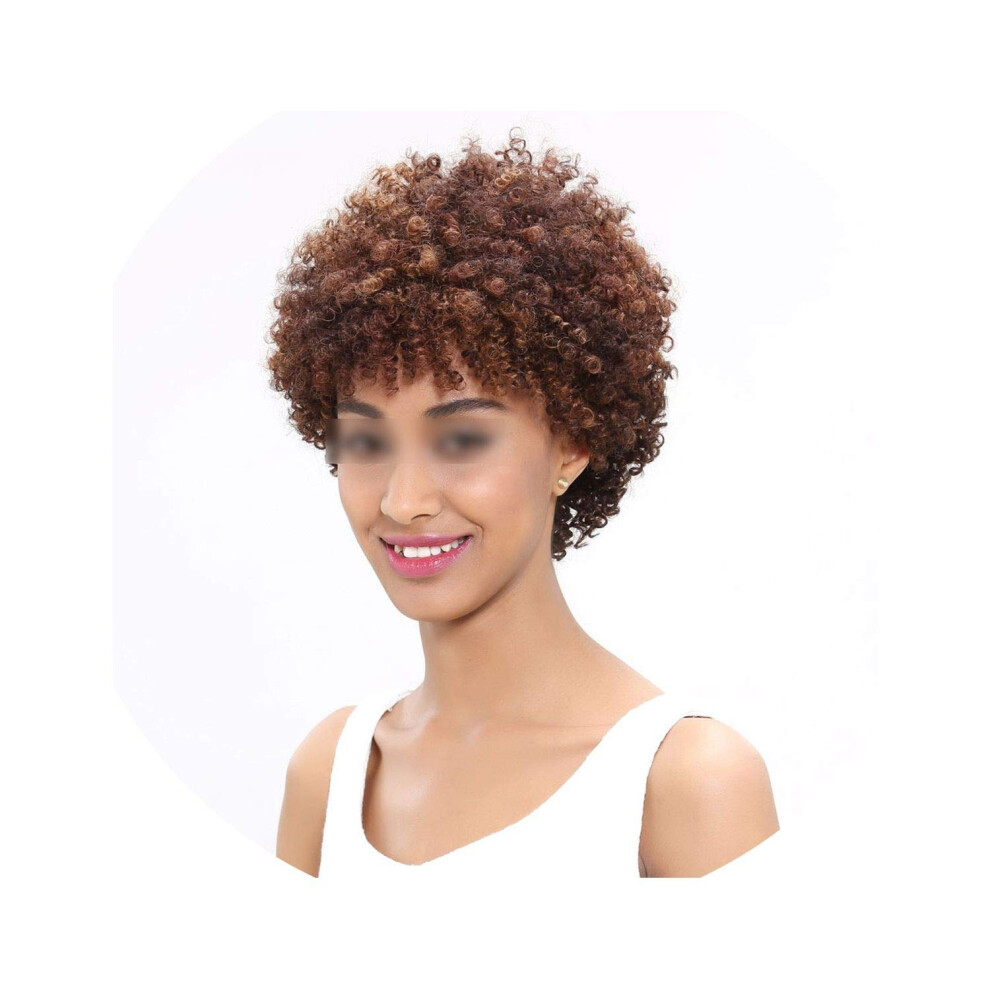 Unisex Black Human Hair Lace Wig Short Afro Kinky Jerry Curl For Women Natural Textured Curls Dx1029
