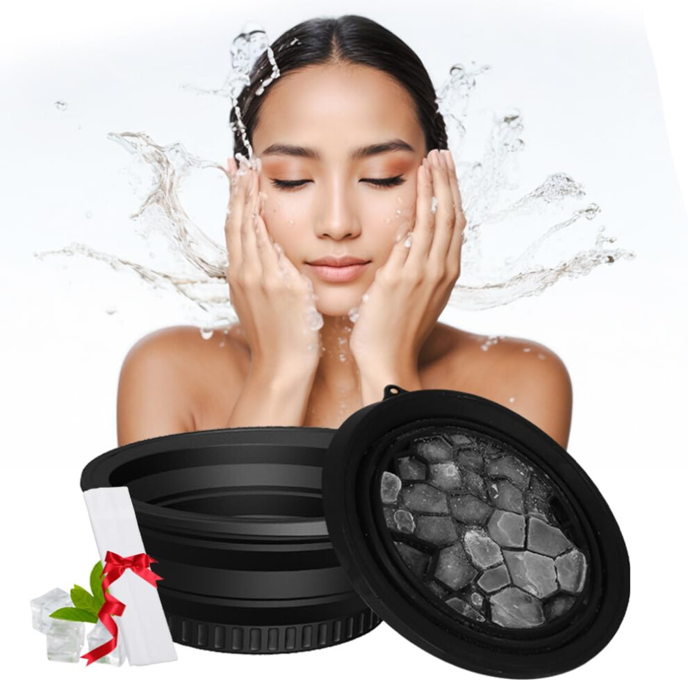 Facial Ice Bath Bowl with Headband, Silicone Collapsible Ice Bowl for Skin Tightening and Acne Relief