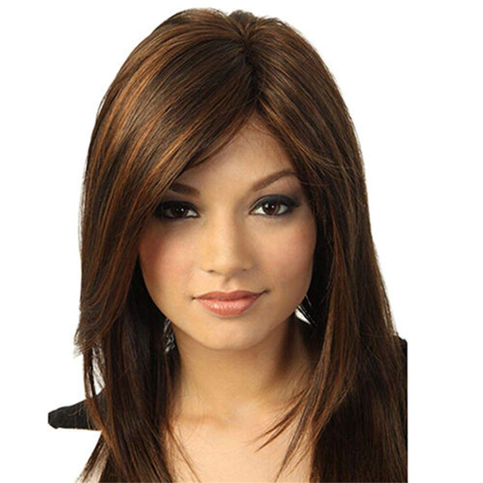 Women's Long Straight Wig with Natural Hairline, Heat Resistant Synthetic Fiber, Adjustable Cap