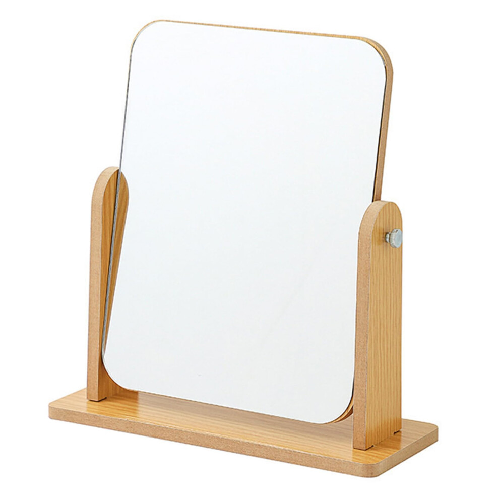 Makeup Mirror with Natural Bamboo Stand, 360 Degree Rotating Dual Sided Magnifying Vanity Mirror