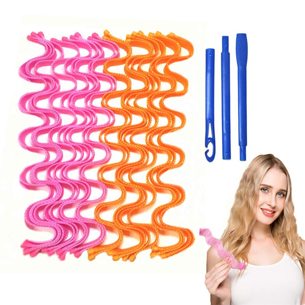 Heatless Hair Curlers Set 18PCS Spiral No Heat Rollers for Long Hair Overnight Styling 20 Inch