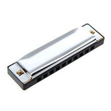 10 Hole Diatonic Harmonica Key of C, Compact Pocket Size, Silver, GiftReady for Beginners