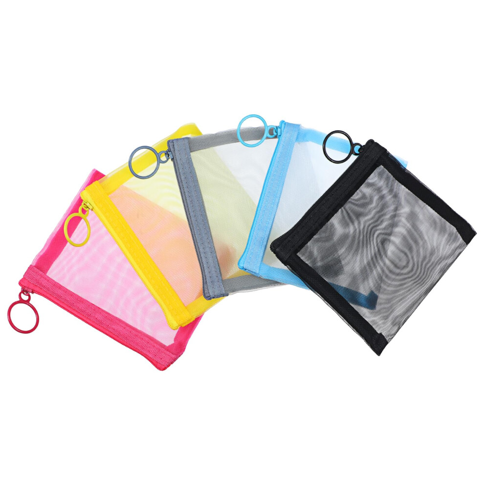 5 Pcs Mini Mesh Zipper Pouch Set, Small Transparent Cosmetic Bags with Smooth Zipper for Travel