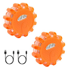 LED Road Flares Rechargeable Emergency Warning Lights with Magnetic Base Waterproof 2 Pack