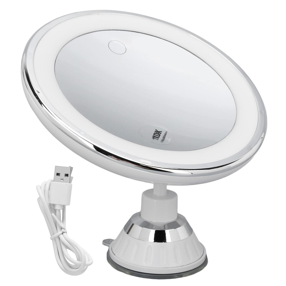 Lighted Makeup Mirror 10X Magnification Rechargeable Suction Cup 360 Rotation for Travel Home