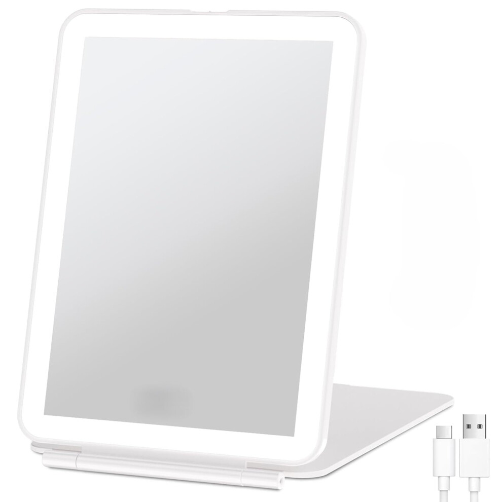 Lighted Travel Makeup Mirror with Adjustable Brightness, 3 Lighting Modes and 10X Magnification