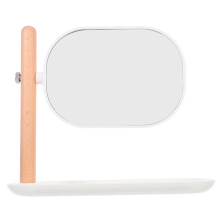 Oval Vanity Mirror with Tray, Large Oval Viewing Area, 360 Rotating Tabletop Makeup Mirror, Vintage Style for Bedroom
