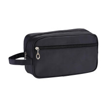Water Resistant Hanging Toiletry Bag for Men, Compact Nylon Travel Shaving Organizer with Handle, Black