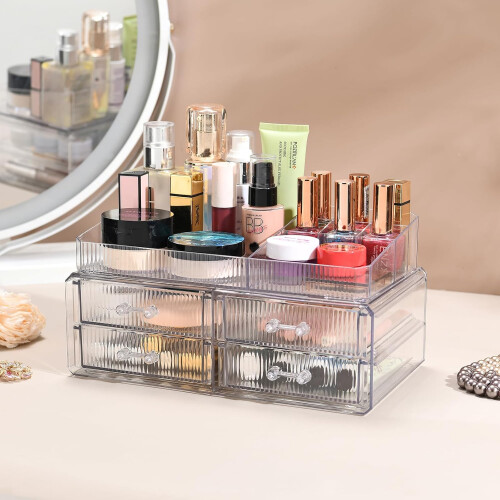 Acrylic Storage Drawers with Stackable Clear Design for Makeup and Bathroom Vanity Organizer 2